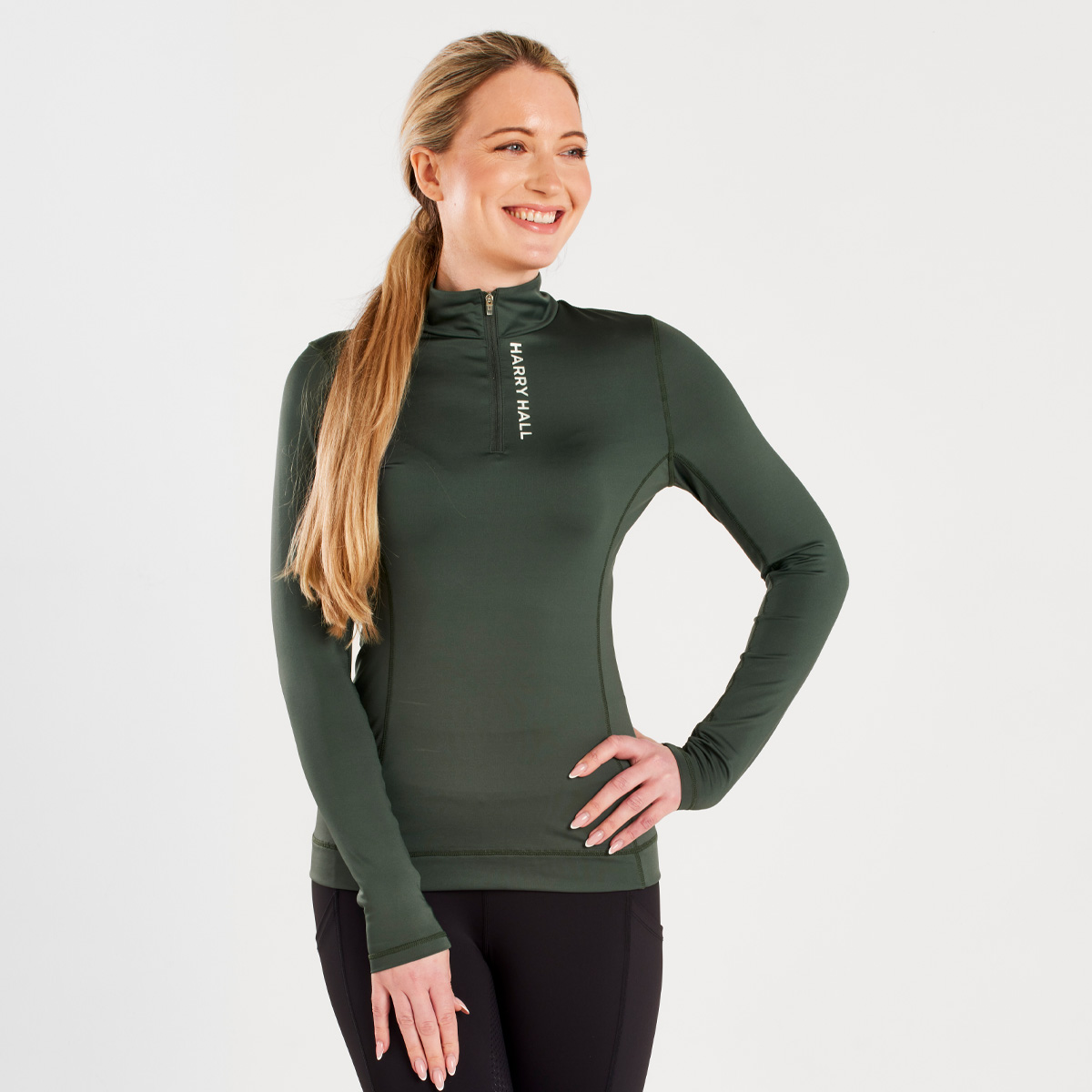 women's base layer in green harry hall