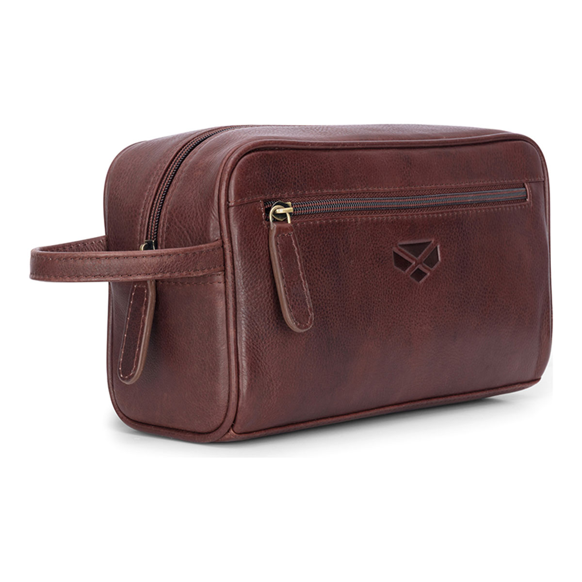 Monarch Leather Wash Bag Dark Brown 