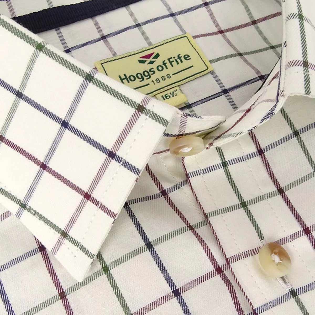 Hoggs Of Fife Balmoral Luxury Tattersall Shirt Navy/Wine