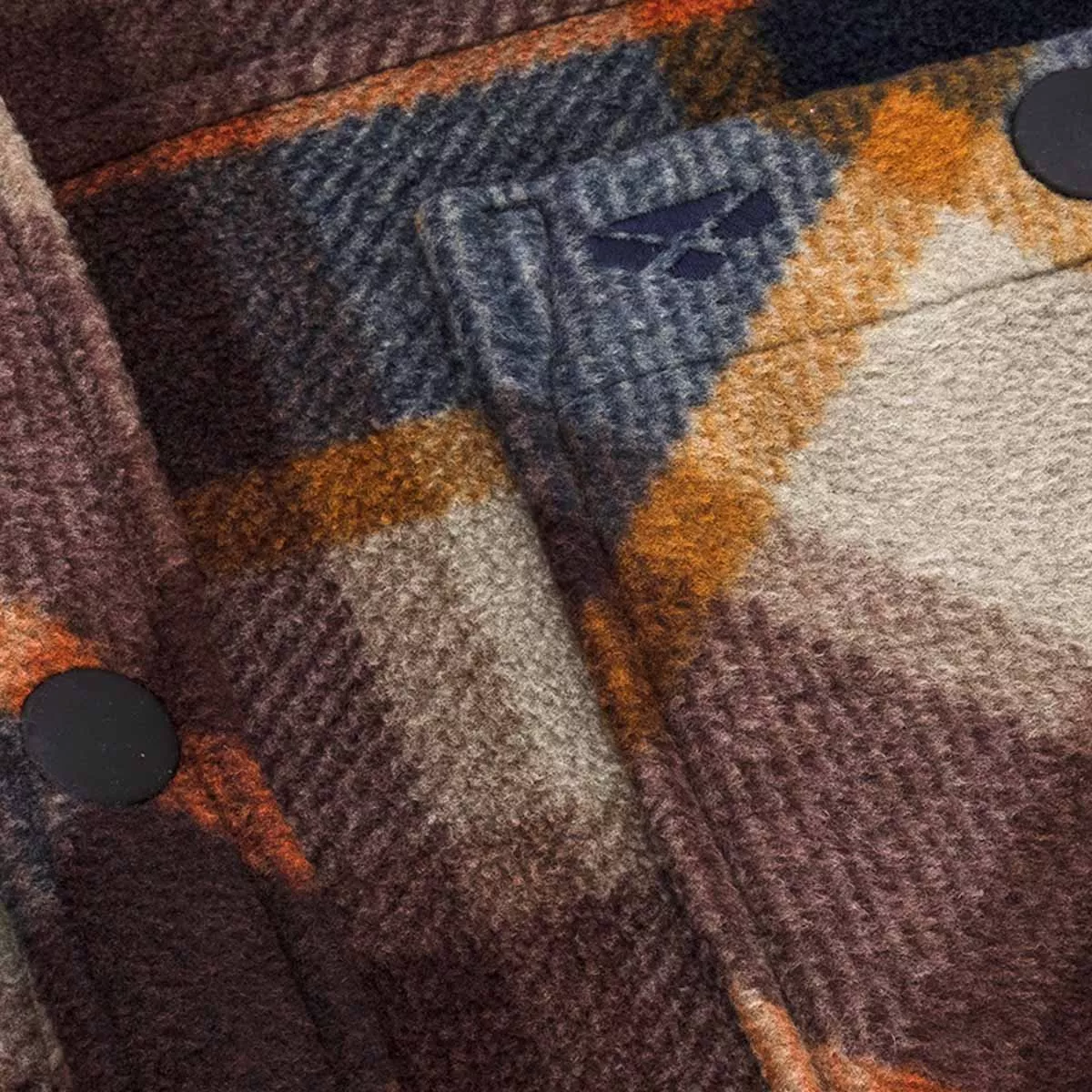 Hoggs Of Fife Brucefield Fleece Shacket Plaid Brown Navy
