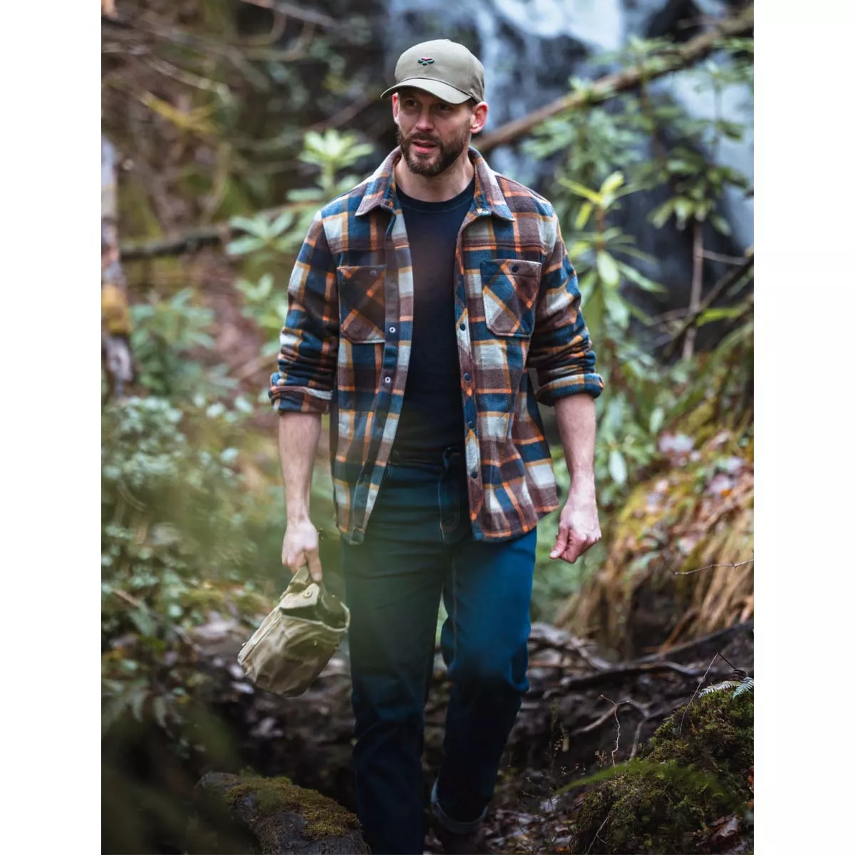 Hoggs Of Fife Brucefield Fleece Shacket Plaid Brown Navy