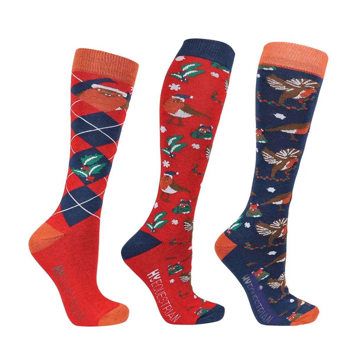 Hy Equestrian Ruby the Robin Christmas Socks 3Pk | Harry Hall