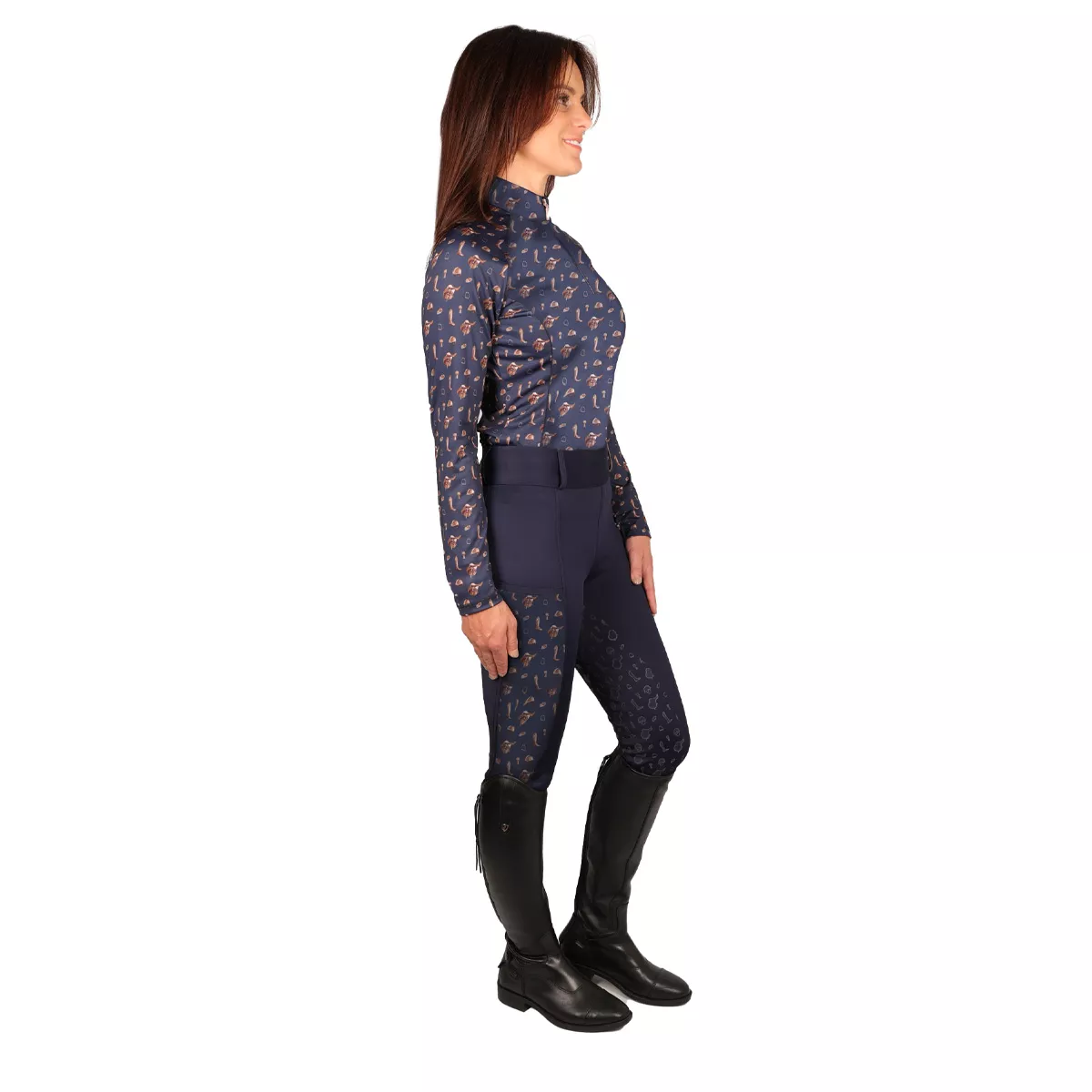 Hy Equestrian Elevate Country Riding Tights Navy Blue