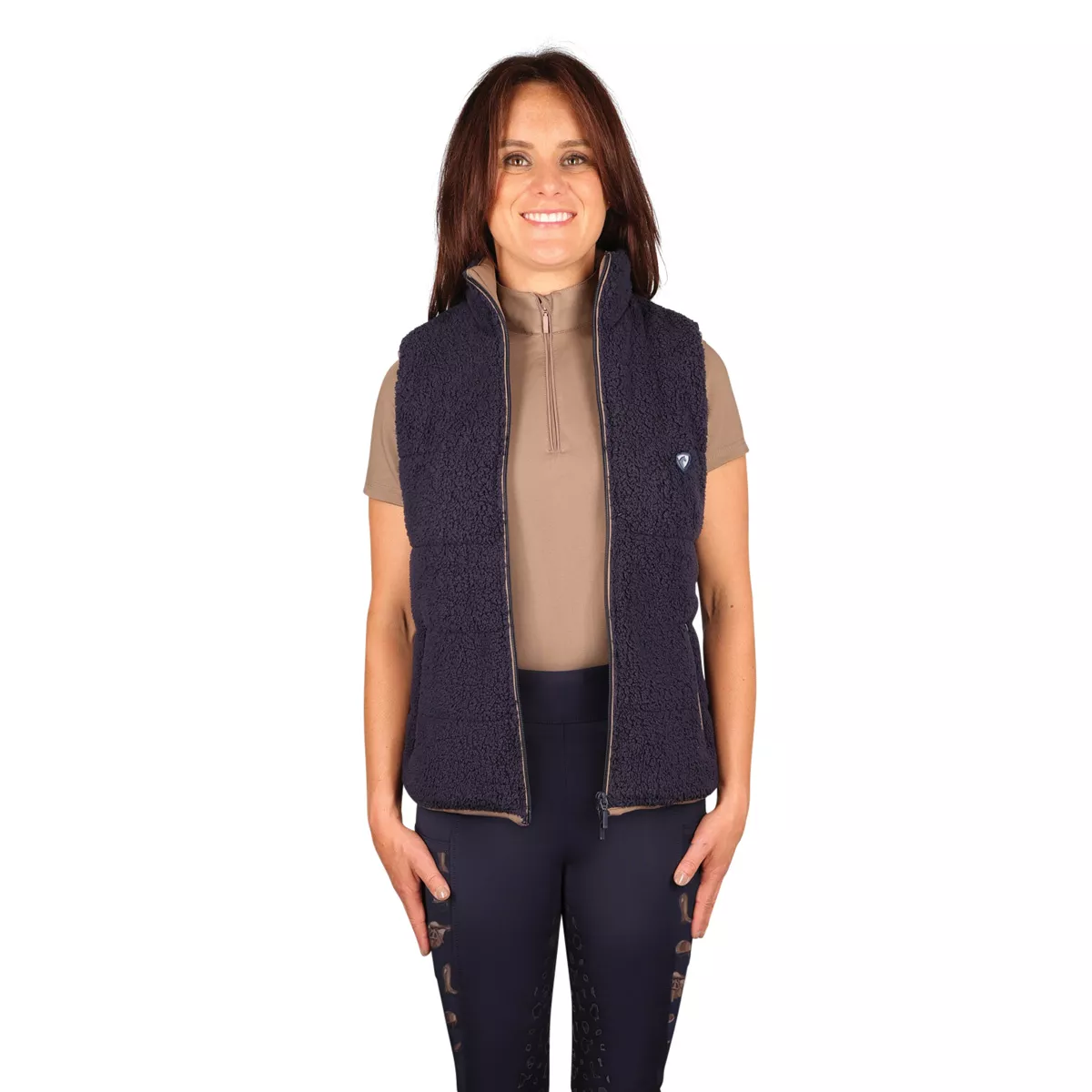 Hy Equestrian Elevate Country Teddy Fleece Gilet Navy Blue