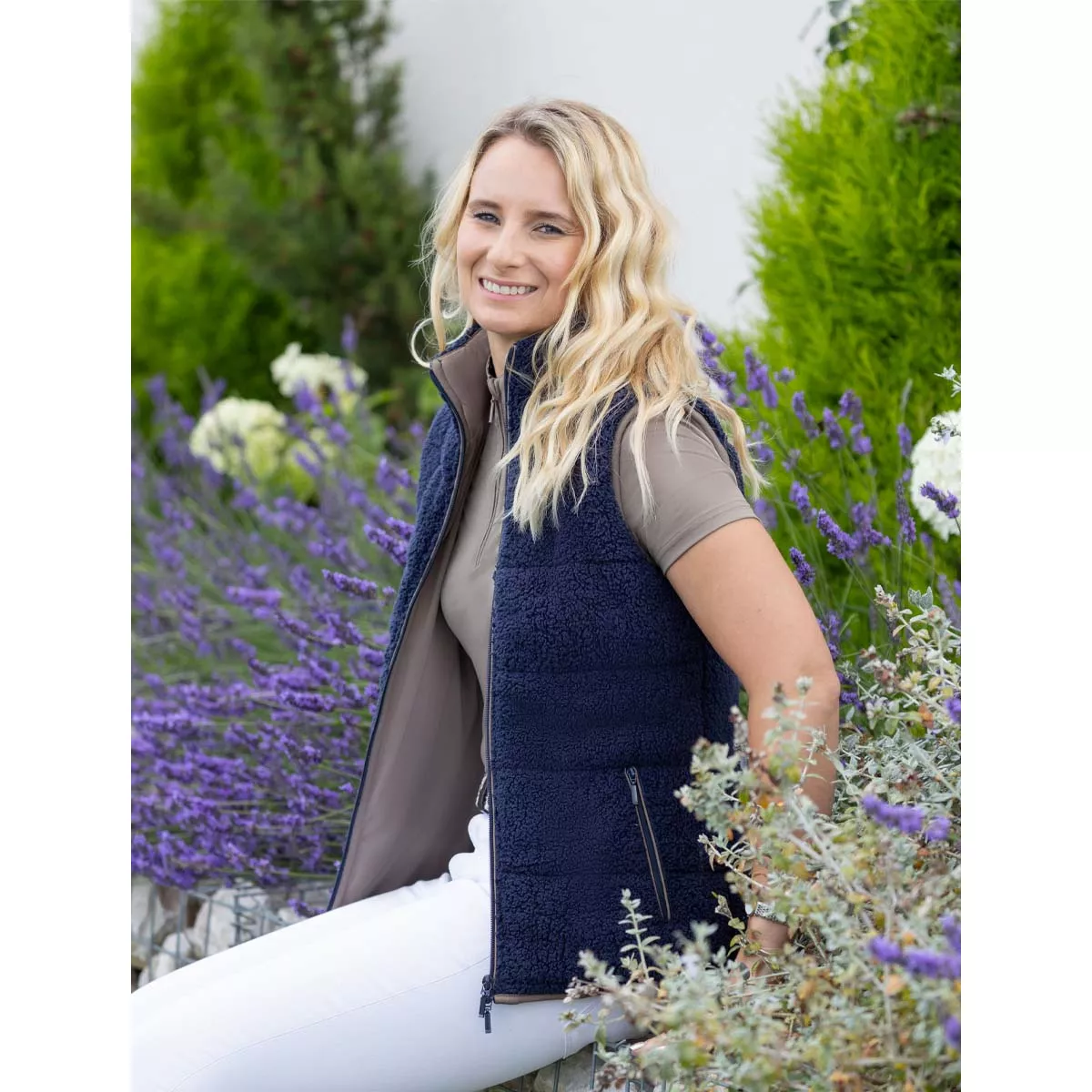 Hy Equestrian Elevate Country Teddy Fleece Gilet Navy Blue