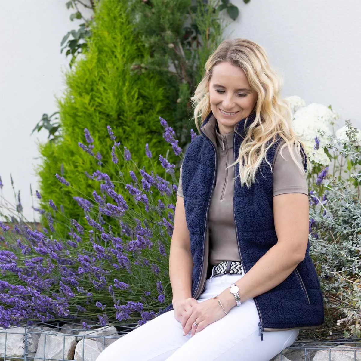 Hy Equestrian Elevate Country Teddy Fleece Gilet Navy Blue