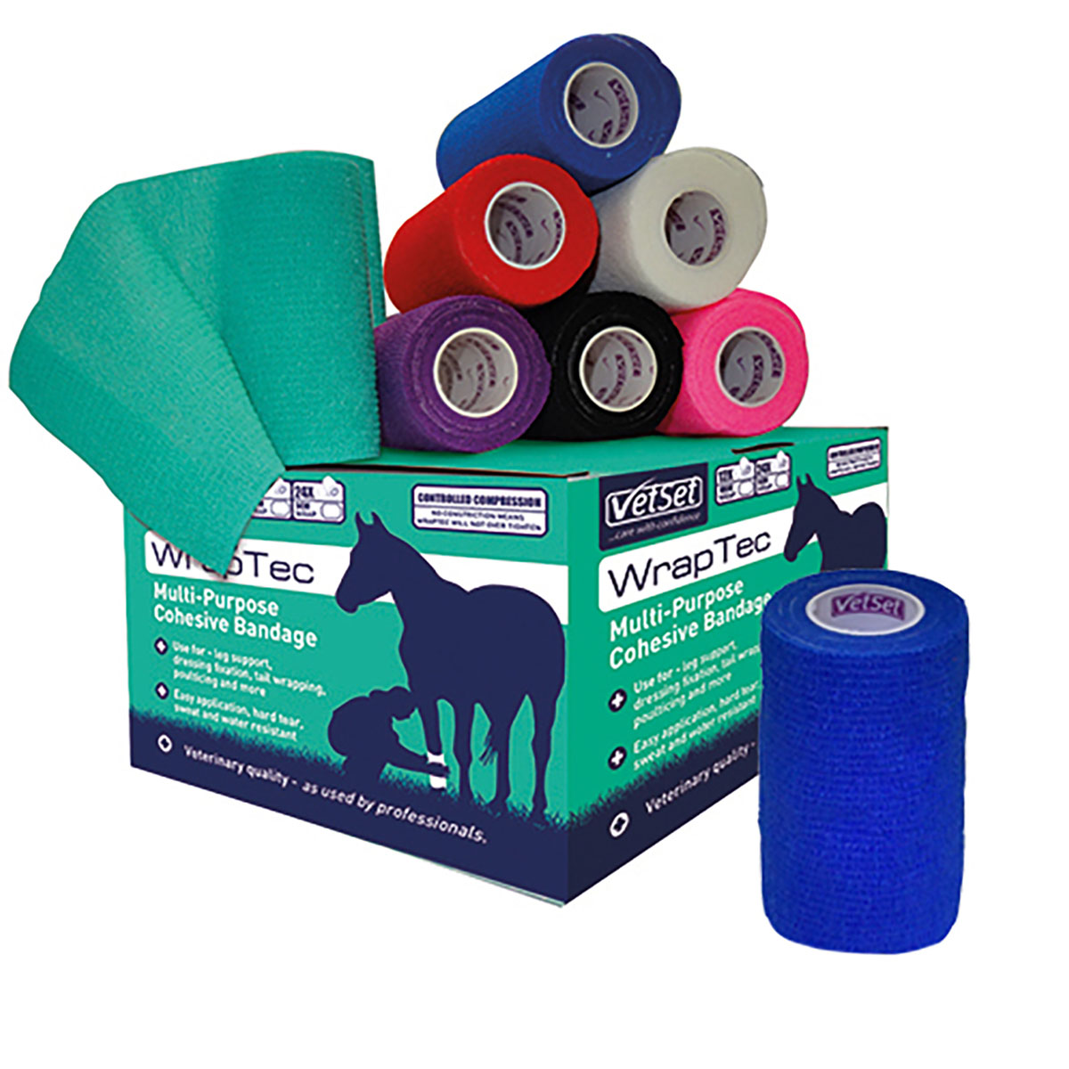 Vetset Wraptec Cohesive Bandage Blue 