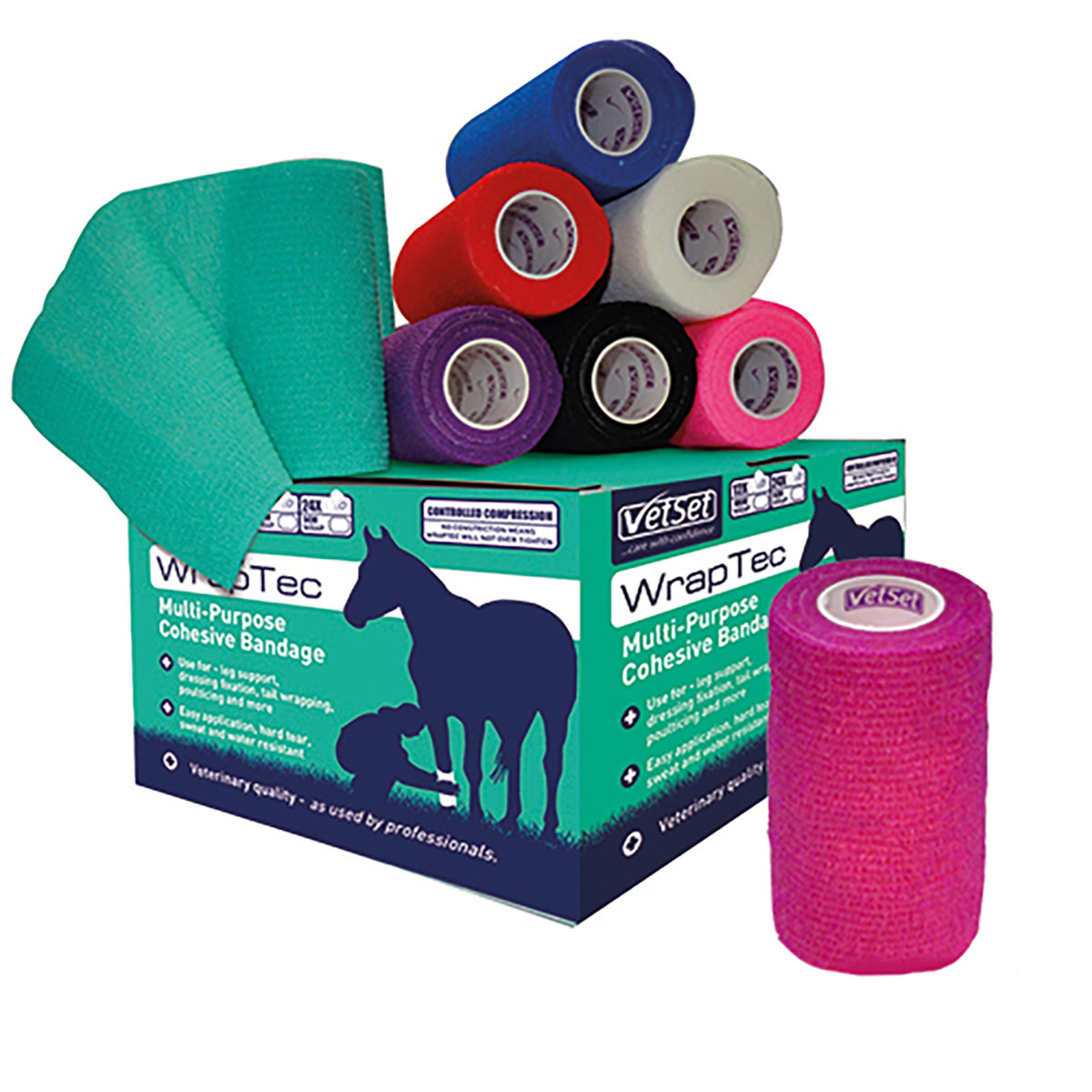 Vetset Wraptec Cohesive Bandage Pink 