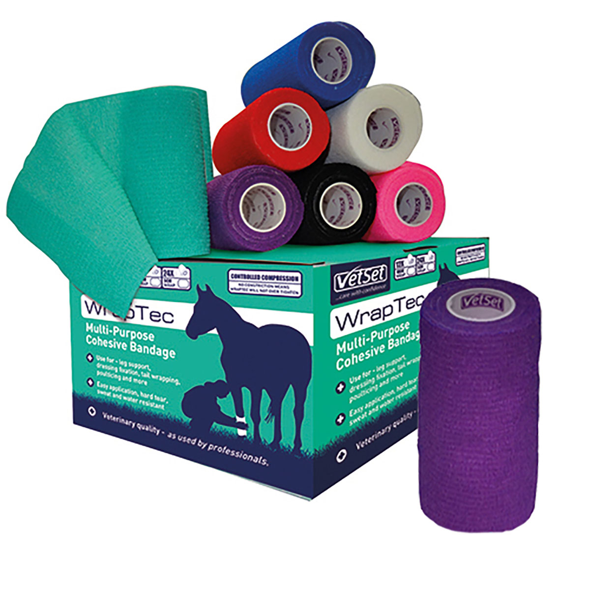 Vetset Wraptec Cohesive Bandage Purple 
