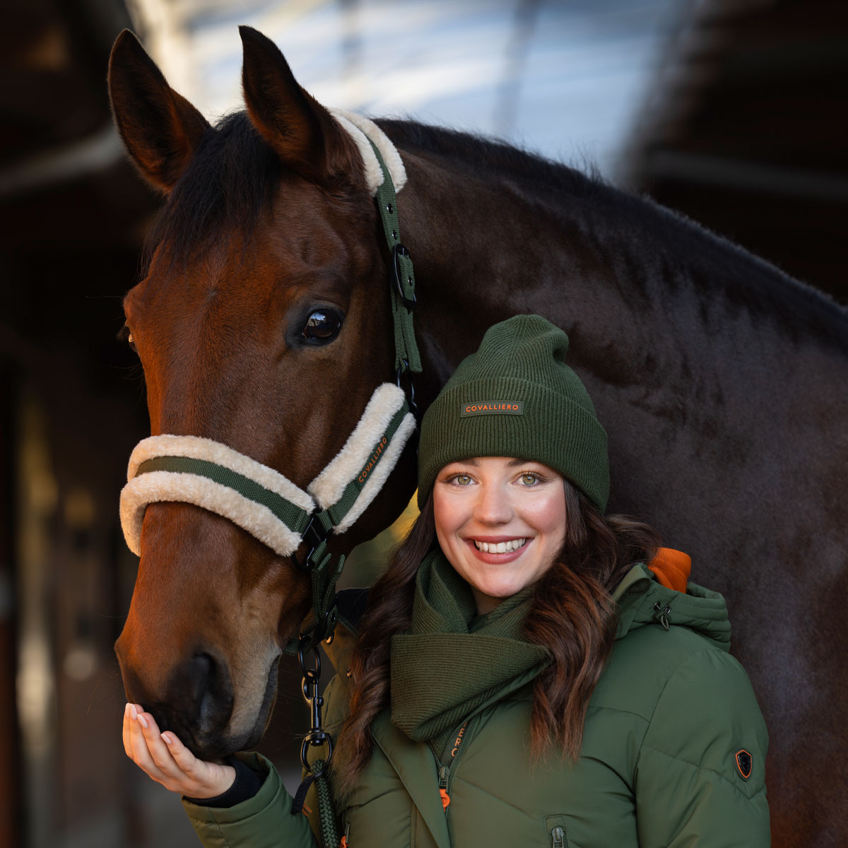 Covalliero Faux Fur Headcollar Forest Green