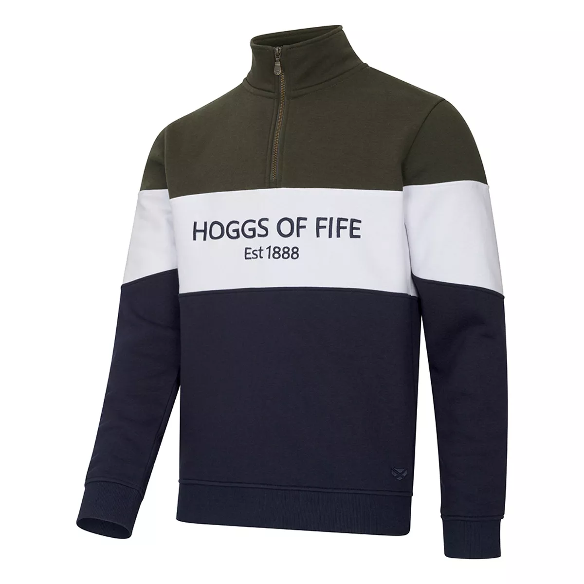 Hoggs Of Fife Dumfries 1888 Gents 1/4 Zip Sweatshirt Forest/White/Navy
