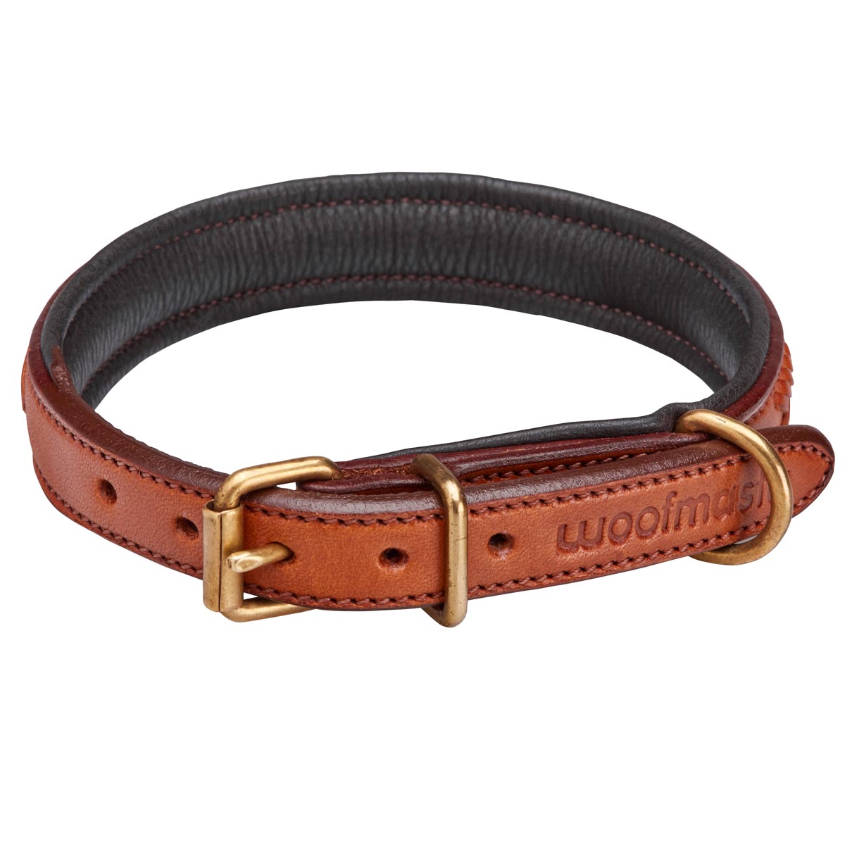 Woofmasta Plaited Leather Collar Tan