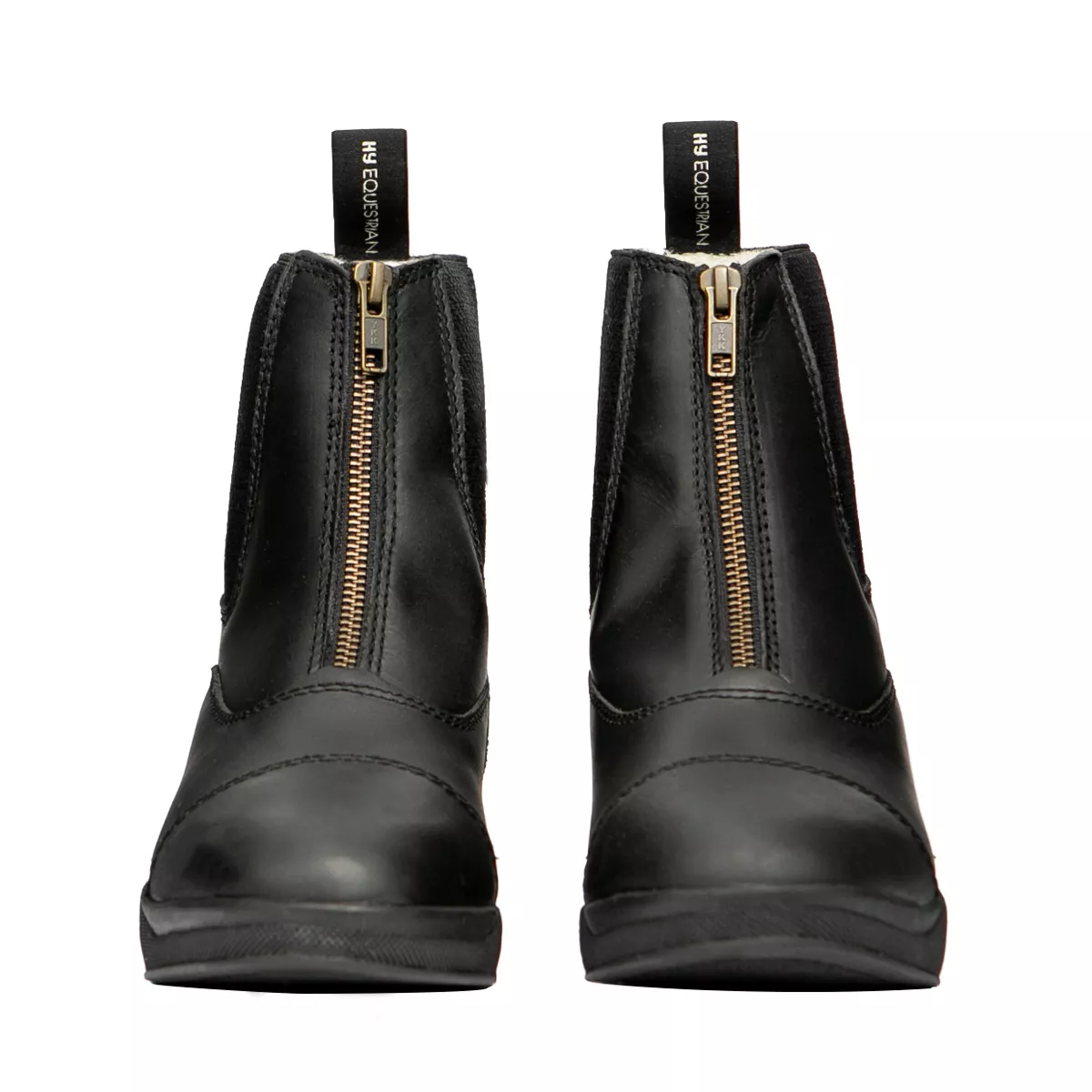 Hy Equestrian Fleece Lined Wax Leather Zip Jodhpur Boot Black