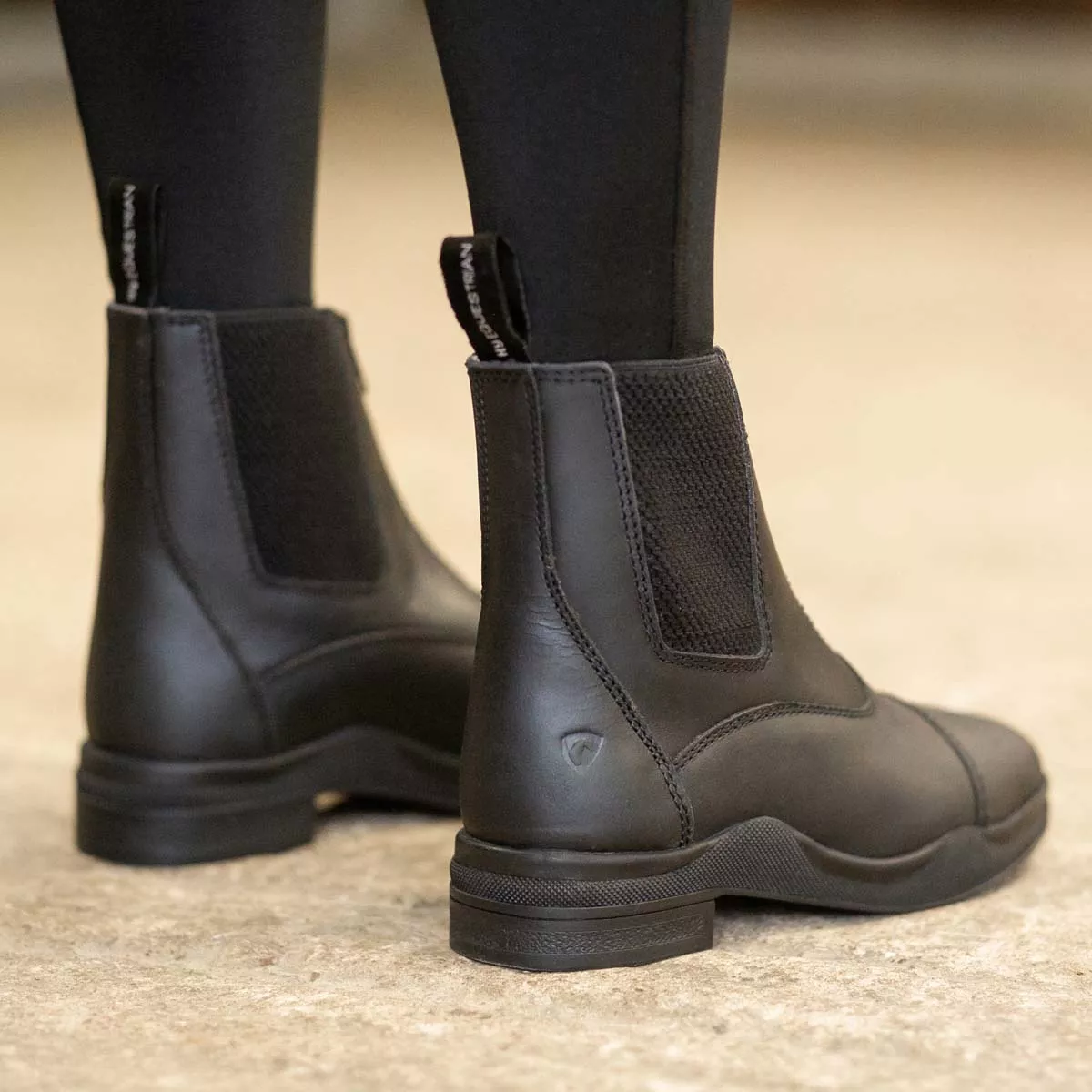 Hy Equestrian Fleece Lined Wax Leather Zip Jodhpur Boot Black
