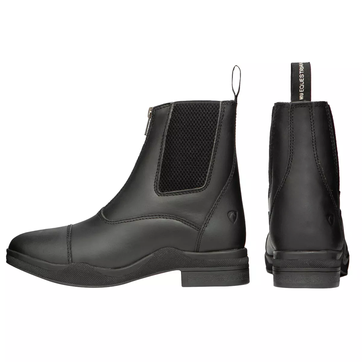 Hy Equestrian Fleece Lined Wax Leather Zip Jodhpur Boot Black