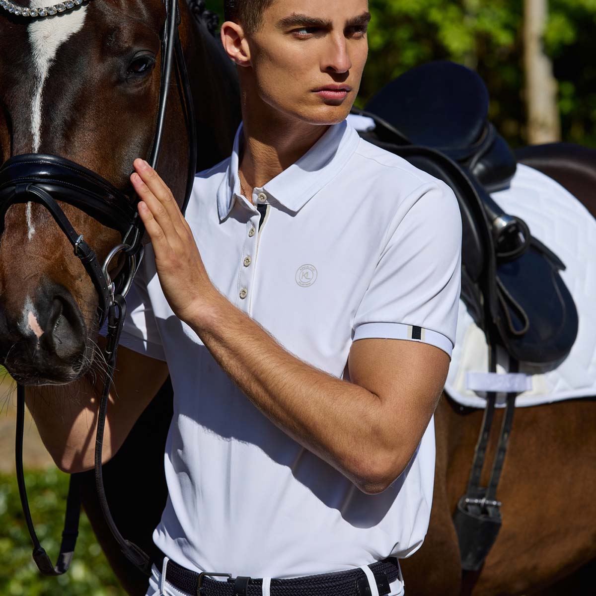 KLLorenzo Mens Polo Pique Show Shirt White