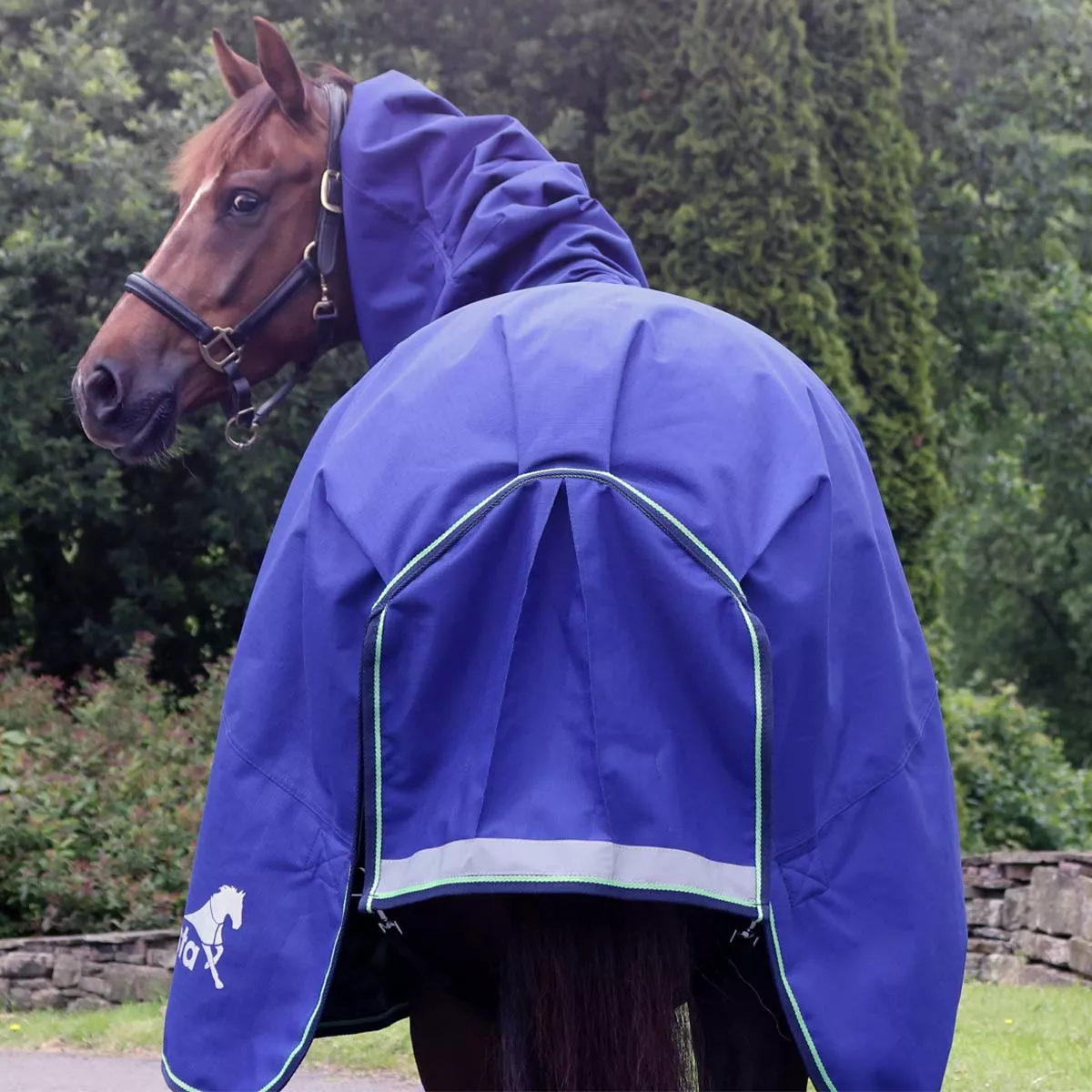 Fieldmasta 100g Lightweight Combo Neck Turnout Rug Navy Blue