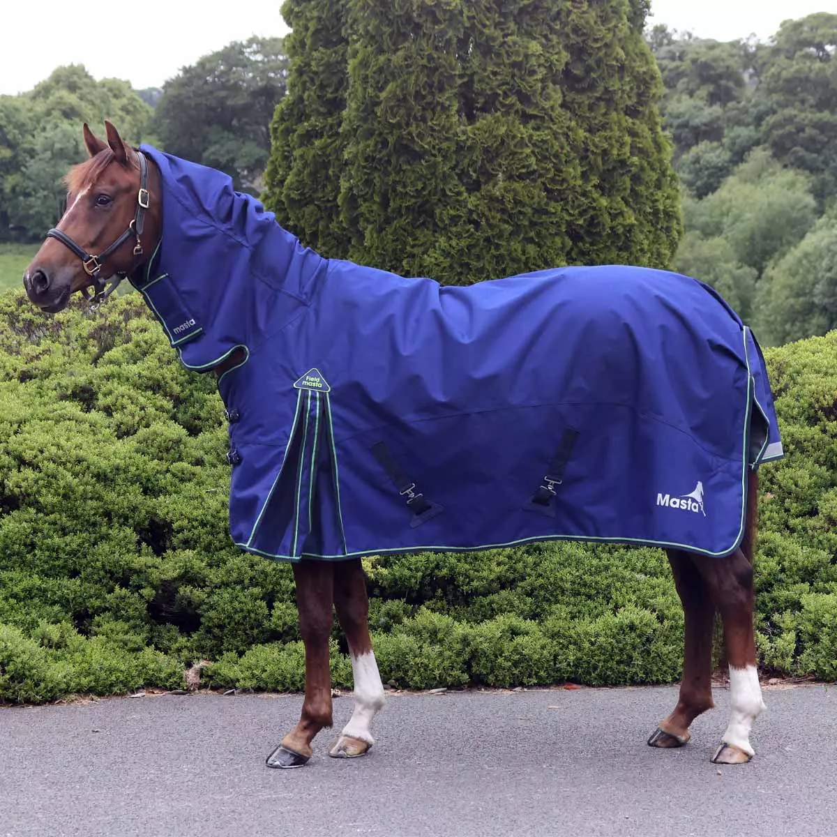 Fieldmasta 100g Lightweight Combo Neck Turnout Rug Navy Blue
