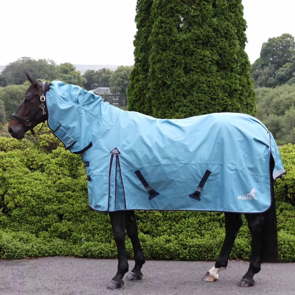 Fieldmasta 40g Lightweight Combo Neck Turnout Rug Ice Blue