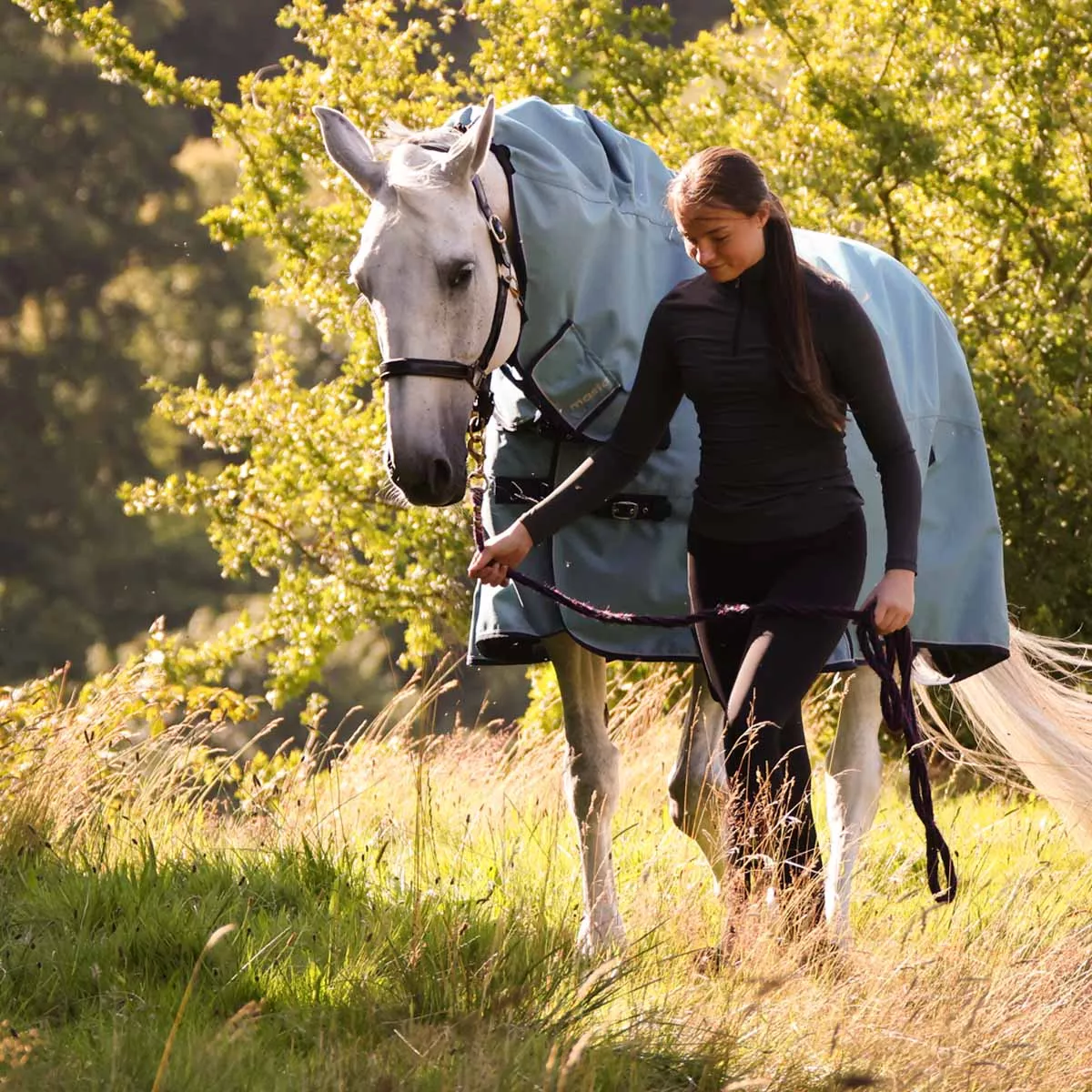 Fieldmasta 40g Lightweight Combo Neck Turnout Rug Ice Blue