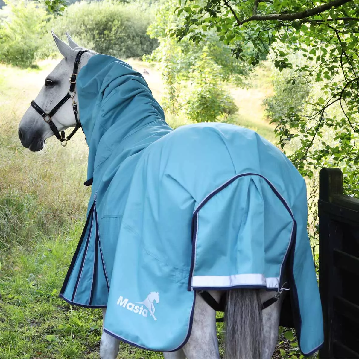 Fieldmasta 40g Lightweight Combo Neck Turnout Rug Ice Blue