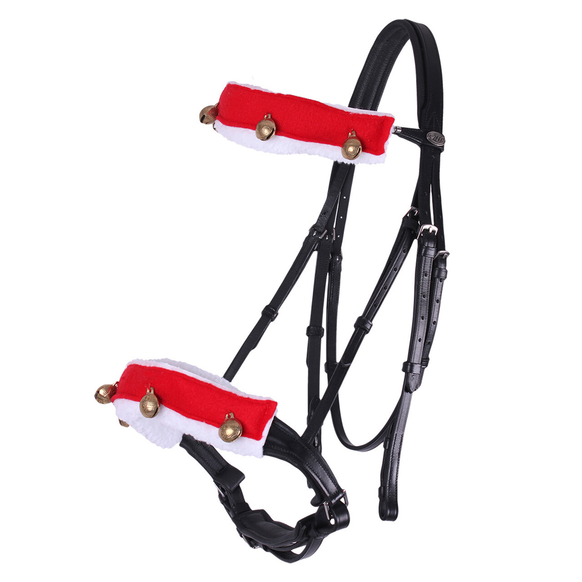 QHP Christmas Bridle Set with Bells 2pk Red 