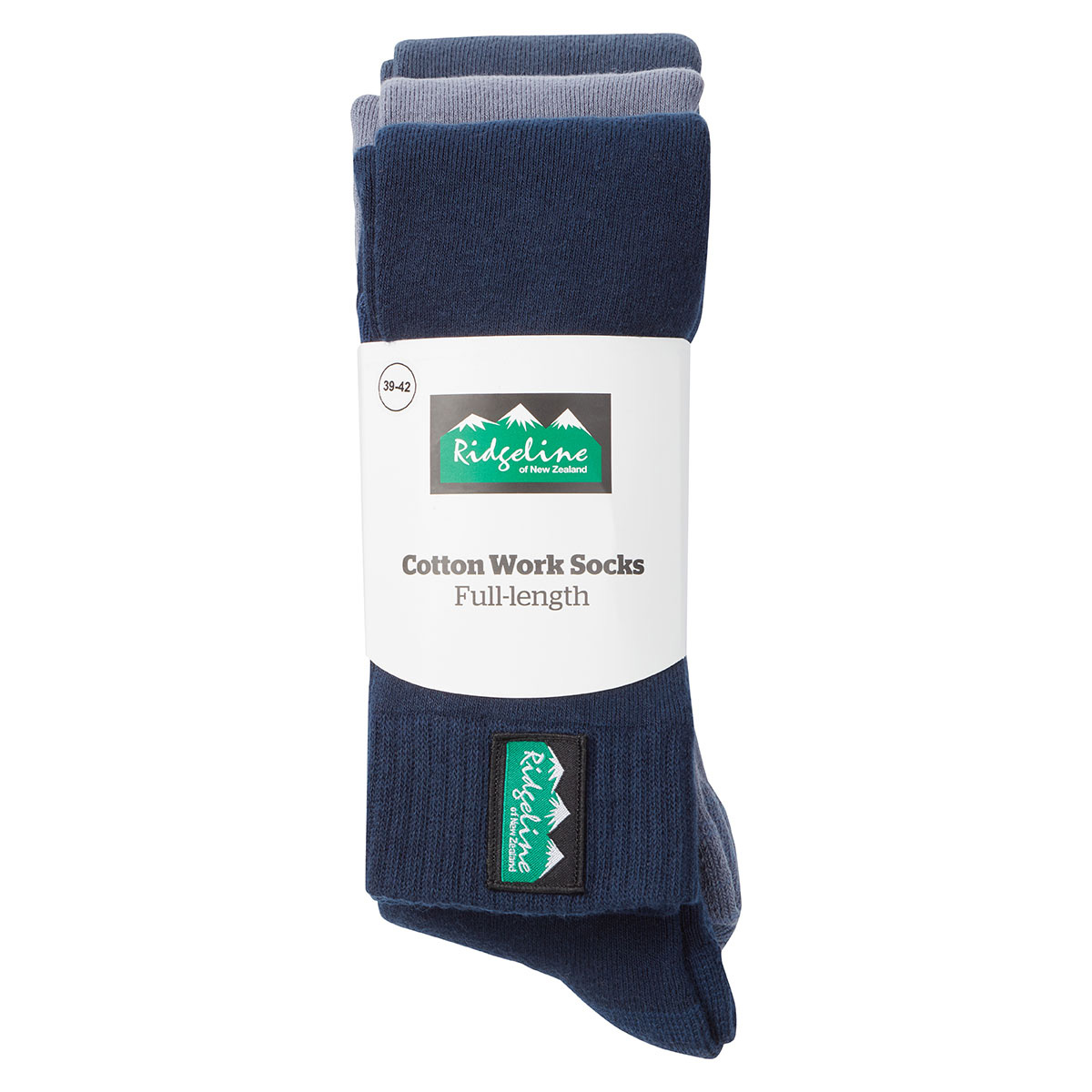 Ridgeline Cotton Work Socks Full Length 3 Pack Navy Blue