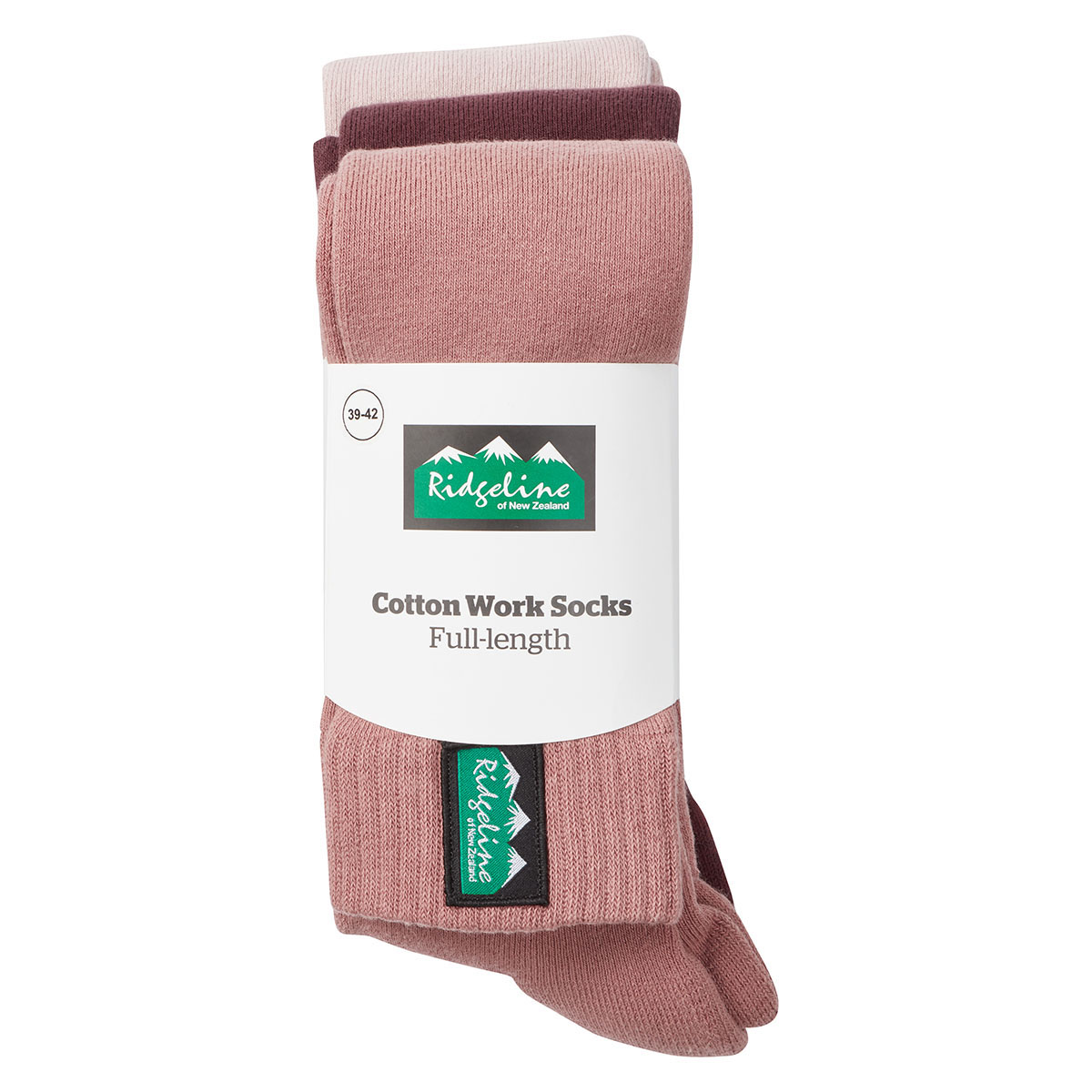 Ridgeline Cotton Work Socks Full Length 3 Pack Oxblood