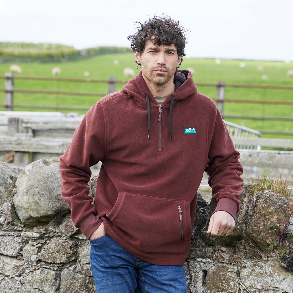 Ridgeline Mens Ballistic Fleece Hoodie Oxblood