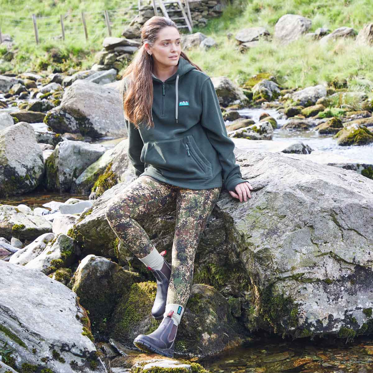 Ridgeline Womens Ballistic Fleece Hoodie Forest 