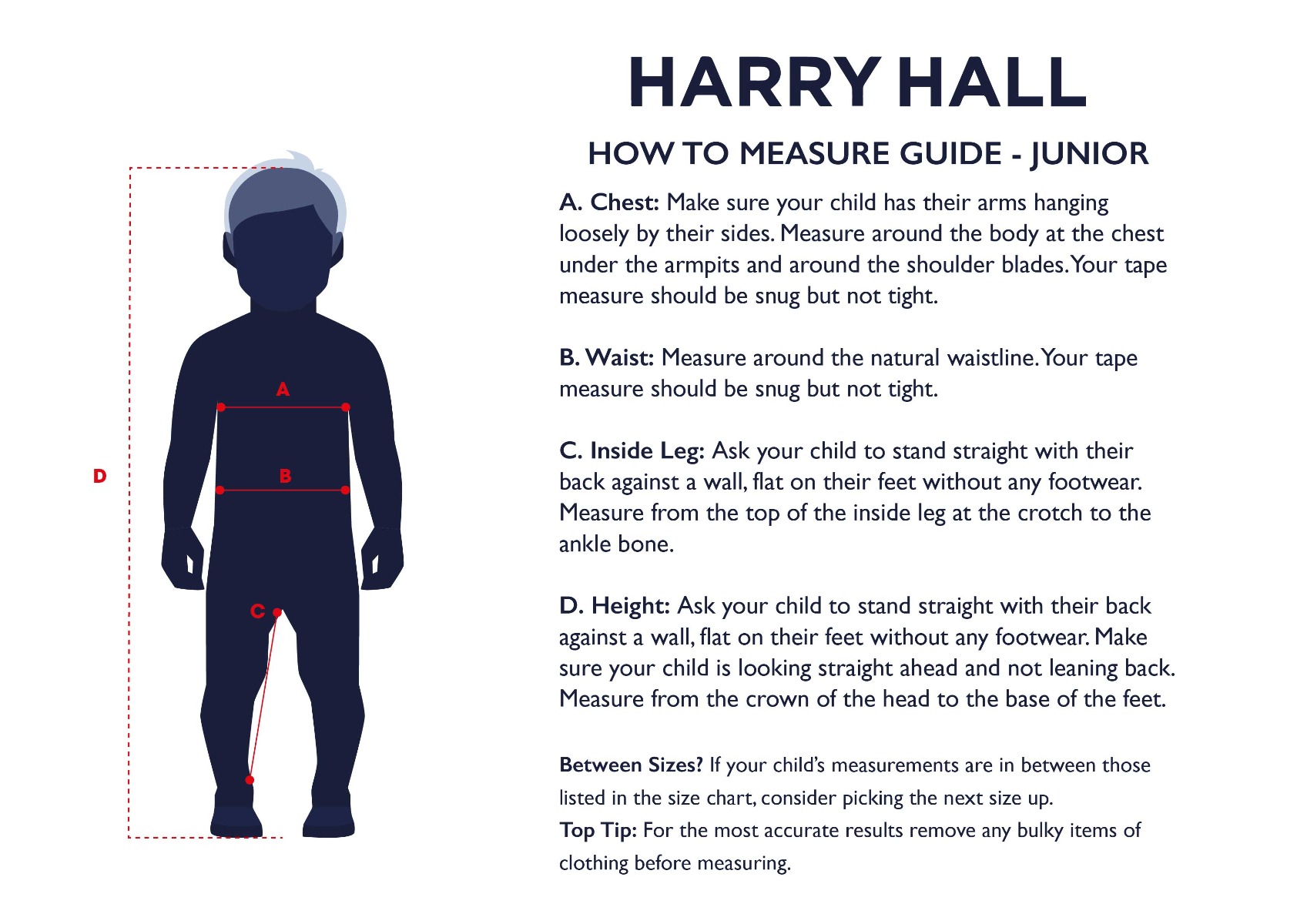 Size Guide - How to Measure - Junior